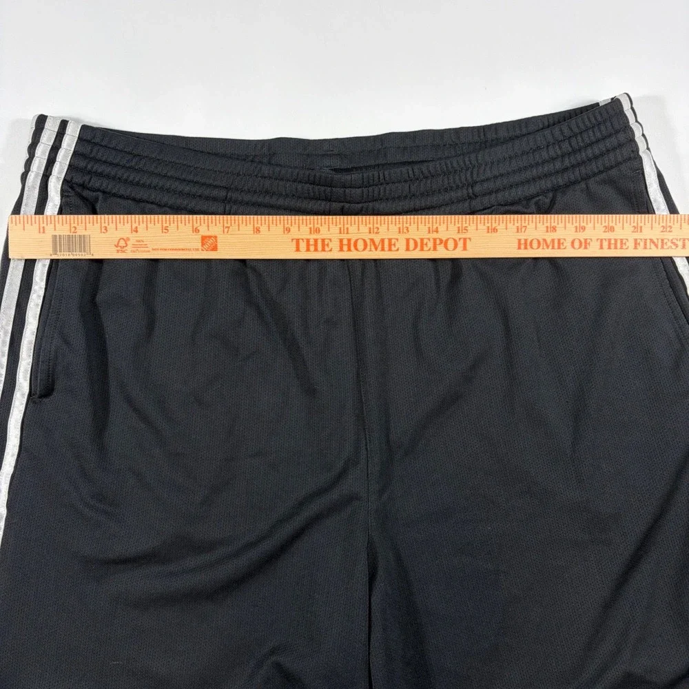 Adidas Athletic Shorts Mens 2XL Climalite Mesh 3-Stripe Black Performance